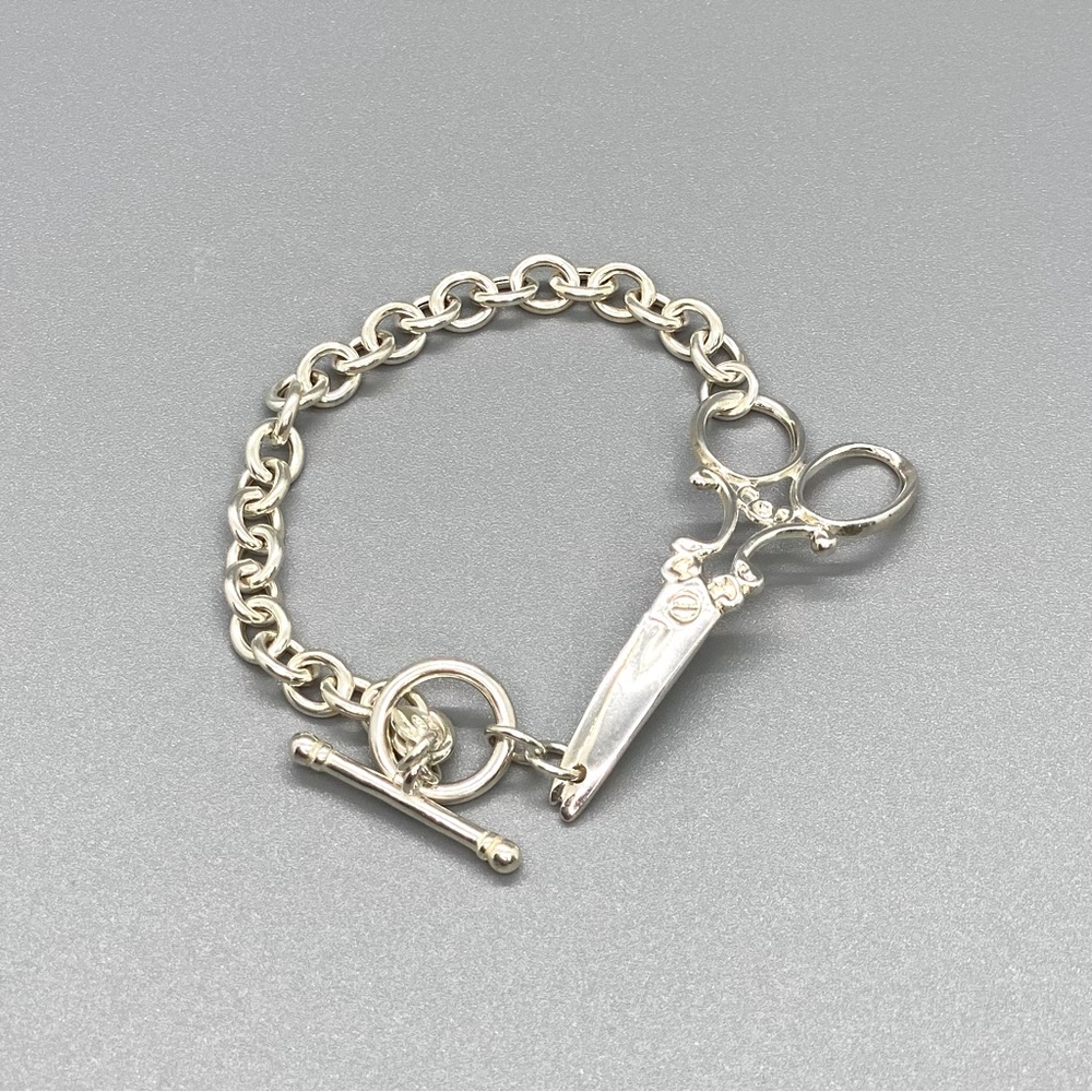 Sterling Silver Shears Scissors Bracelet Vintage Signed
